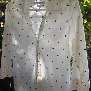 Womens Foxcroft button down short - white with black dots - 12
